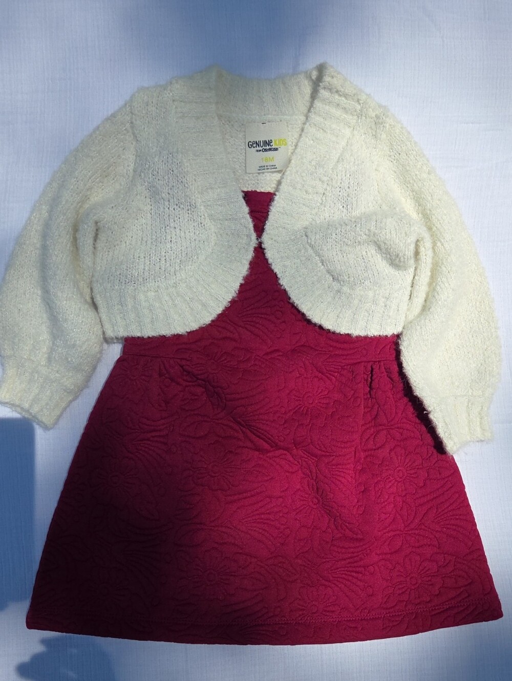 Genuine Kids by OshKosh Cream Knit Bolero & Pink Floral Dress Set
